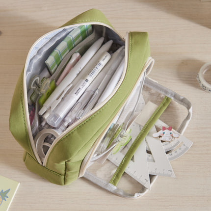 Pencil Case Transparent Simple Large Capacity Household Window Student High-Value Stationery Pencil Ruler Storage and Filing Bag