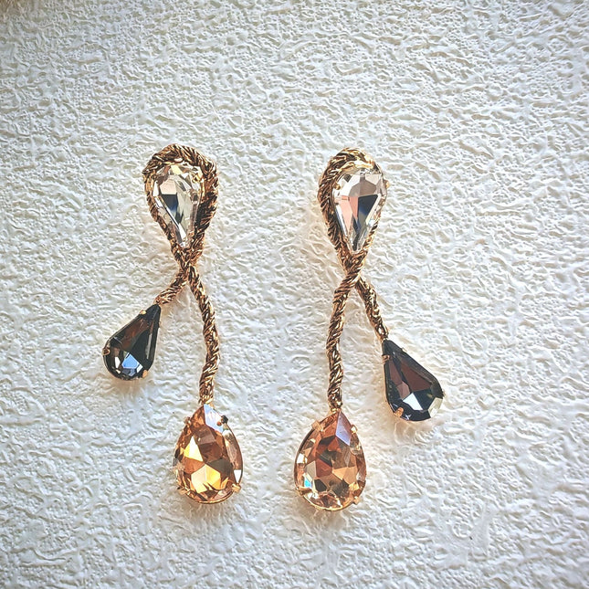 Italian Fireworks Earrings Middle Ancient Vintage Copper Plated Real Gold Color Inlay Crafts Earrings