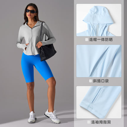 Summer hooded face-covering sunscreen women's UPF50 UV-resistant breathable quick-drying sunscreen jacket D25019