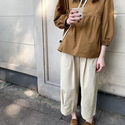 Kamakura Notes Japanese-Style Lantern Pants Workwear Casual Lazy Style Loose Cropped Pants Japanese and Korean Casual Style