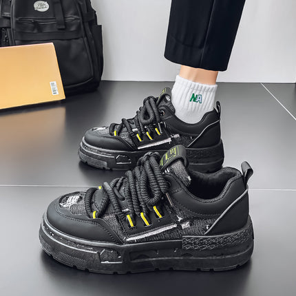 Autumn New Niche Original Trendy White Sneakers for Men, Ins Fashion Breathable Sports Height-Increasing Moral Training Design Versatile