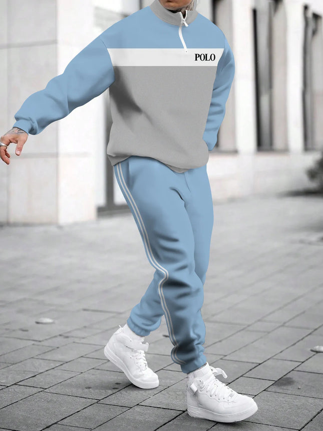 New American Trendy Brand Casual Loose Sweatshirt and Sweatpants Sports Suit Technology Printed Men's Long-Sleeved Sports Suit
