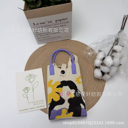 Girl's Heart-Shaped Knitted Crossbody Bag