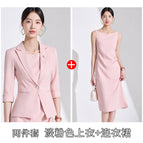 Two-piece set, light pink suit + dress / S