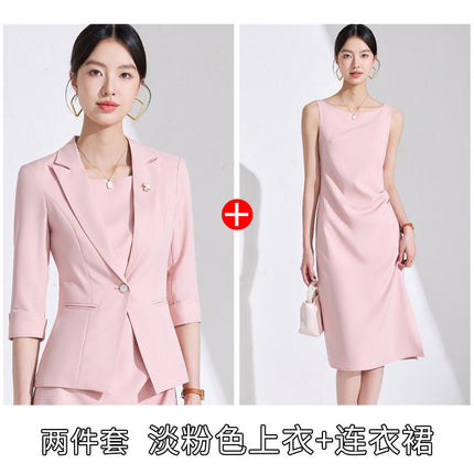 Blue Professional dress Women's Spring and Summer High Sense Host Formal Occasion Business Suit Skirt Two-piece Suit