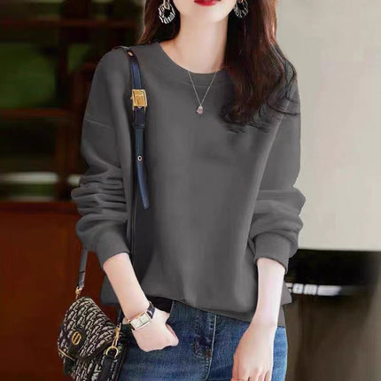 Heavy Chinese Cotton Sweater fleece-lined Thickened Autumn and Winter Printed Loose Couple's Top Long Sleeve Unisex Base Shirt
