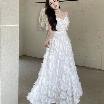 Graduation Adult Ceremony White Neck Evening Dress 2025 New Celebrity Fairy Light Luxury Niche dress High-end Sense