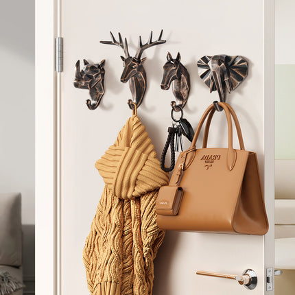 Creative Animal Clothes Hook Punch-free Deer Head Decoration Paste Clothes Hook Wall Coat Hook Door Rear Key Rack