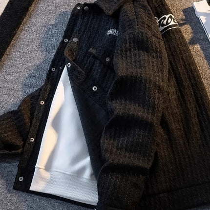 American-style High Street Retro Plaid Jacket Men's High-grade Feeling Fucked Handsome Loose Waffled Jacket Home Figure# XXF009