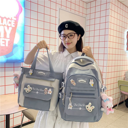 Student Bag Junior High School Student High School Student Backpack Large Capacity Nylon Breathable Comfortable Women's Backpack Canvas Bag