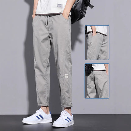 Casual Pants Men's Loose Straight Tooling Youth 2025 New Boys Summer Thin Trendy Brand Cropped Pants