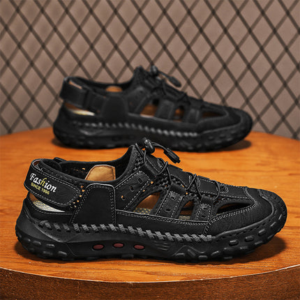 Summer New Cross-Border Amazon Best-Selling Men's Shoes Outdoor Genuine Leather Hand-Sewn Breathable Outdoor Beach Sandals