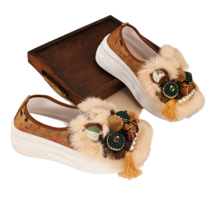 Original Handmade Tiger Head Shoes for Women, Adult Chinese Style Embroidered Shoes, Soft Sole Comfortable Shoes, New Chinese Style Old Beijing Cloth Shoes