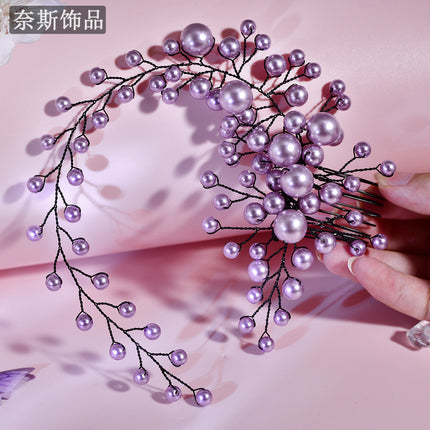 Nais Ns255 Bridal Wedding Pearl Hair Accessory Simple and Elegant Hair Comb Fashionable Long Hair Comb for Wedding Dress