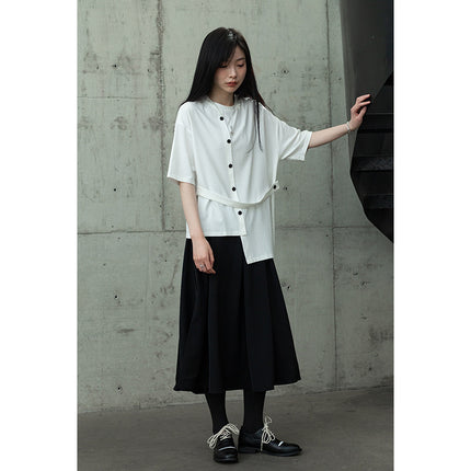 Yohji Yamamoto Summer New Style Sunrise Cold Style Asymmetric Short-sleeved Women's Loose Casual Niche Design T-shirt