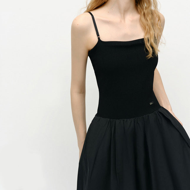 Dress 2025 Autum New Product New Chinoiserie Vase Skirt High Waist Flat Suspender Skirt Black Dress Women's Fashion