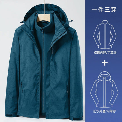 Huagang Camel Outdoor Jacket Jacket for Men and Women Autumn and Winter Three-in-One Removable Waterproof Windproof Tide Brand Mountaineering Suit