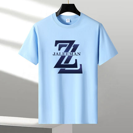New Heavy Men's Fashion Pure T-Shirt Cotton Letter All-match Breathable Short Sleeve Round Neck Fashion Loose Printed Half Sleeve