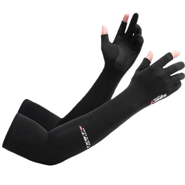 Ice Silk Sun Protection Extended Gloves for Men and Women, Two-Finger Exposed, Thin Summer Style, Non-Slip, for Cycling and Driving, Cooling Ice Sleeves