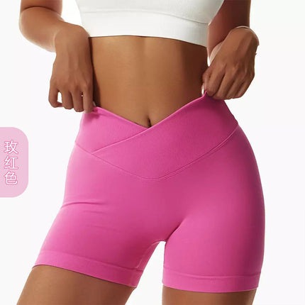 European and American Outdoor Yoga Shorts Elastic High Waist Running Fitness Tight Peach Hip Seamless Sports Shorts for Women