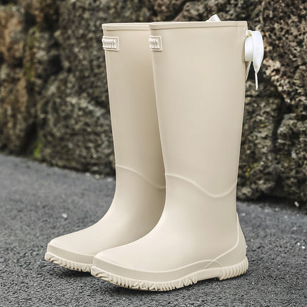 Cross-border Fashion Mid-high Rain Boots Women's Sweet Student All-match Rain Boots Soft Sole Non-slip Camping Shoes Waterproof Car Wash Shoes