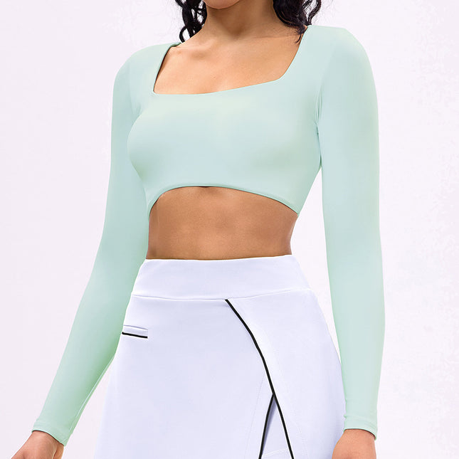 New Summer Fitness Running Sports Skirt Long Sleeve Top with Chest Pad Tennis Clothes Golf Tennis Skirt Women