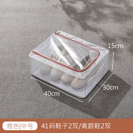 Folding Steel Frame Shoe Box Storage Transparent Dustproof Shoe Cabinet Home Storage Dormitory Shoe Storage Box Installation-Free Batch