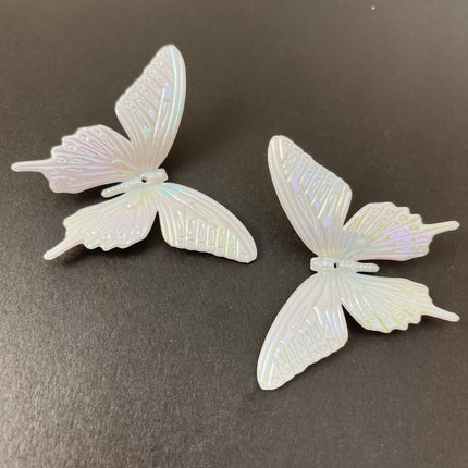 diy Internet celebrity style colorful transparent imitation shell color-plated three-dimensional butterfly ancient style hanfu hair accessories loose beads through hole accessories