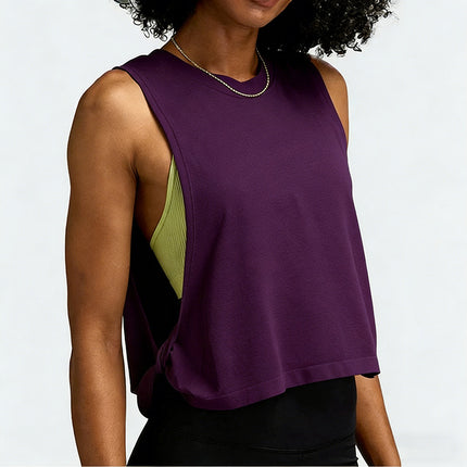 Cross-border yoga vest women's hollow back sports blouse outdoor running fitness leisure Joker top wholesale