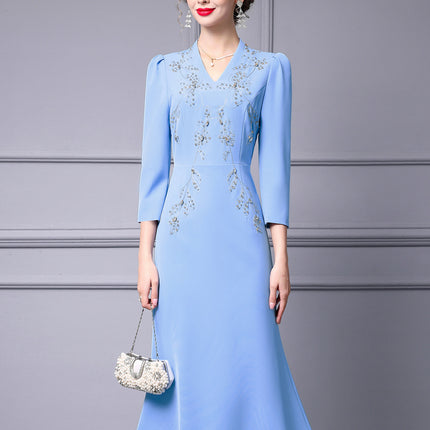 Zhili 2026 New Model Dress for Important Occasions, Elegant Socialite Style, Embroidered with Rhinestones, Short in the Front and Long in the Back, Mermaid Dress
