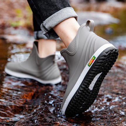 Short Tube Men's Rain Shoes Low-top Outdoor Off-road Water Shoes Lightweight Durable Non-slip Rubber Shoes Kitchen Work Shoes