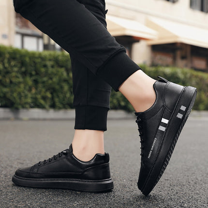 2025 New Korean Style Trendy Casual Men's Trendy Shoes White Shoes Leather Panel Shoes Spring Live Breathable White Shoes for Men