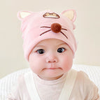 Pink single hat with cat ears / 1-12 months 38-46cm