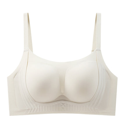 Summer Traceless Thin Cup Large Chest Small Chest Gathering Fixed Cup Litching Non-Steel Ring Anti-Sagging Upper Bracing Underwear for Women