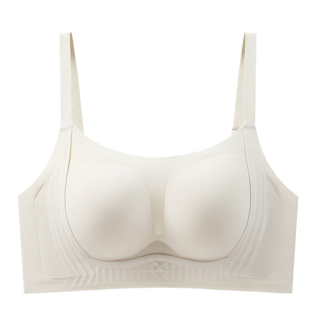 Summer Traceless Thin Cup Large Chest Small Chest Gathering Fixed Cup Litching Non-Steel Ring Anti-Sagging Upper Bracing Underwear for Women