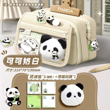 Large-Capacity Panda Pencil Bag High-Value Stationery Bag 2025 Girls New Multi-Functional Stationery Box Set Junior High School Students