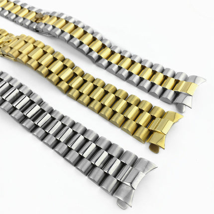 Stainless Steel Three-Bead Solid Watch Strap Rolex Watch Strap Steel Strap Watch Bracelet 13 17 20mm