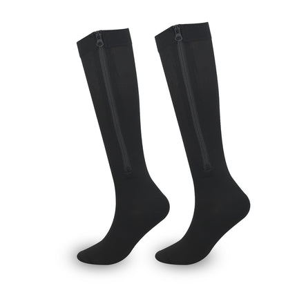 Cross-border sports cycling compression socks new bag toe compression zipper socks outdoor long calf elastic socks