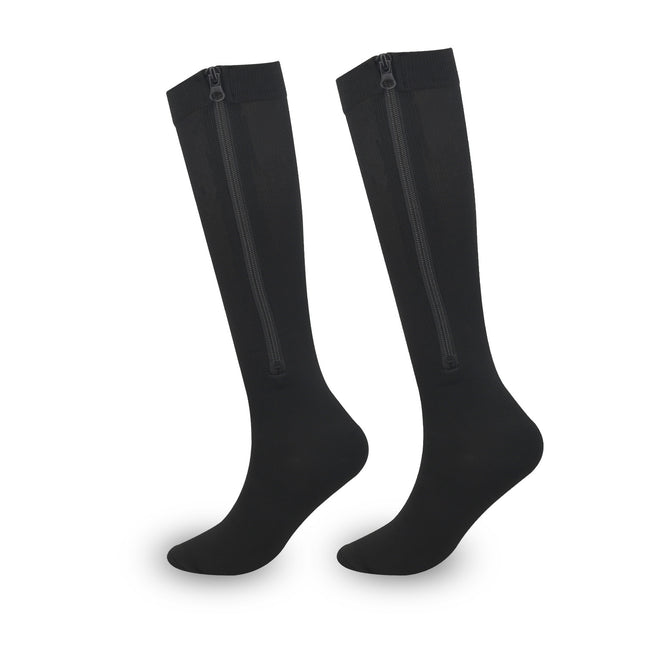 Cross-border sports cycling compression socks new bag toe compression zipper socks outdoor long calf elastic socks