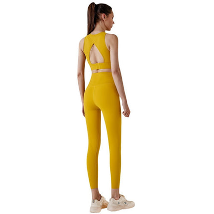 New Yoga Vest Half Fixed Cup Push-up Sports Underwear Easy to Wear and Release Shock Absorbing Fitness Beauty Back Hollow-out Bra for Women