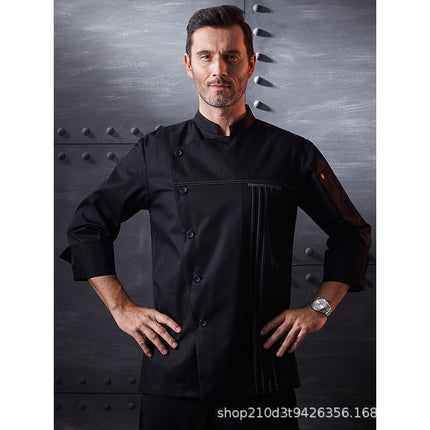 Zhenyao Chef Work Clothes for Men, Hotel Long-Sleeved Chef Uniforms, Moisture-Wicking White Tops, Short-Sleeved Work Clothes