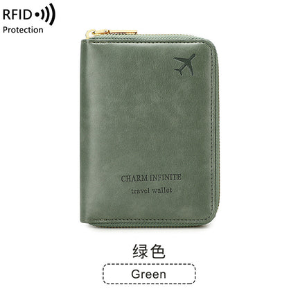 Cross-Border 2026 New Rfid Anti-Magnetic Passport Holder Zipper Short Travel Passport Bag Multifunctional Document Storage Bag
