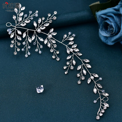 Youlapan European and American Fashion Bridal Banquet Dress Accessories Cross-Border Forehead Accessories Rhinestone Braided Headband Hp21