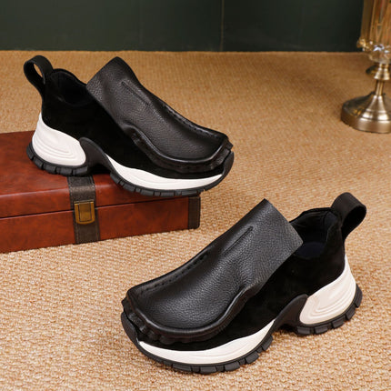 Sports Shoes for Women 2025 Autum New Women's Shoes Accessible Luxury High-End First-Layer Cowhide Slip-On Casual Shoes