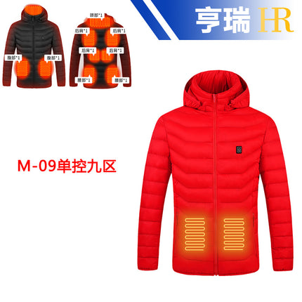 New Autumn and Winter Smart Heating Cotton Clothing for Men and Women, Outdoor Electric Heating Clothing, Multi-Zone Constant Temperature Heating and Warm Hooded Jacket
