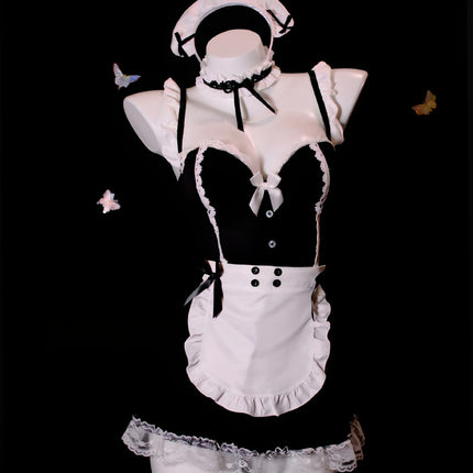 Sexy Nightgown with Breast Pads, Maid Cos Outfit, Lace Intimates, Sexy Temptation, Pure Lust Style Nightgown, High-End Qqny