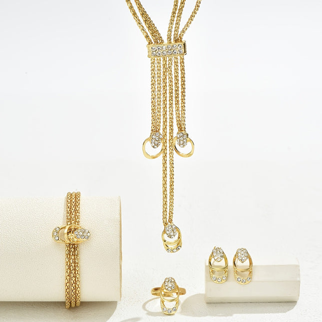 Hot Fashion Evening suit Jewelry Crystal Bridal Necklace Earrings Bracelet Four Pieces suit Boutique Light Luxury Jewelry