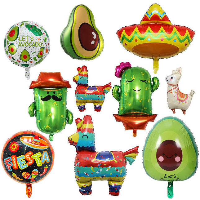 Cross Border New Ball Mexican Carnival Party Decoration Balloons FIESTA Alpaca Cactus Burrito Balloons