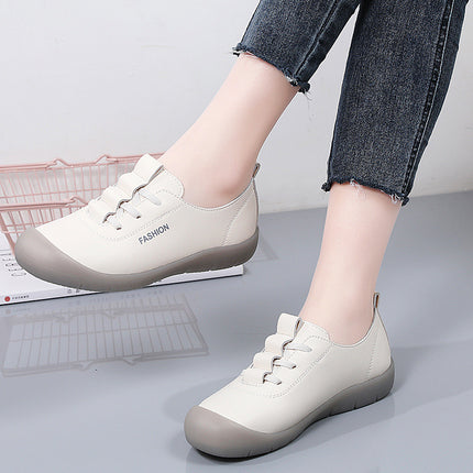 Mom's Shoes Are Not Tiring for Feet, Casual Wedges 2025 New Leather Shoes, Spring & Fall Non-Slip Flats, Soft Sole, Soft Surface Women's Shoes