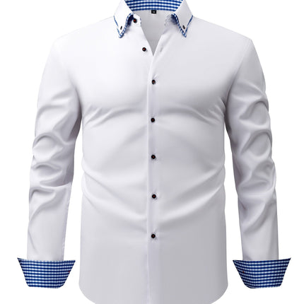 Men's Light Business Casual Shirt Mustard Yellow Square Cross-Border
